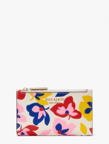 Kate Spade | Cream Multi Spencer Summer Flower Embossed Small Slim Bifold Wallet