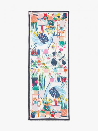 Kate Spade | 151 French Cream (February) Flower Pot Jungle Oblong Scarf - Click Image to Close