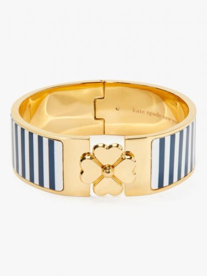 Kate Spade | Squid Ink Heritage Spade Flower Wide Hinged Bangle - Click Image to Close