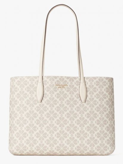 Kate Spade | Parchment Multi Spade Flower Coated Canvas All Day Large Tote - Click Image to Close
