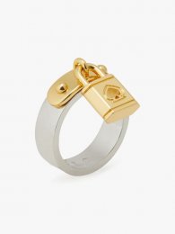 Kate Spade | Silver Gold Lock And Spade Ring