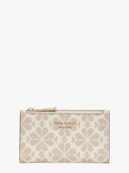 Kate Spade | Parchment Multi Spade Flower Coated Canvas Small Slim Bifold Wallet