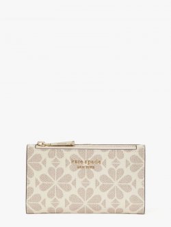 Kate Spade | Parchment Multi Spade Flower Coated Canvas Small Slim Bifold Wallet
