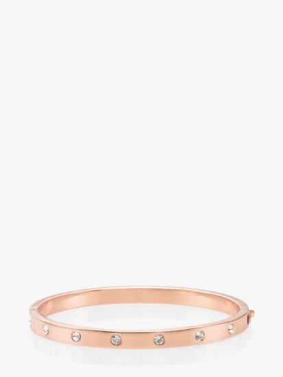Kate Spade | Clear/Rose Gold Set In Stone Enamel Stone Hinged Bangle - Click Image to Close