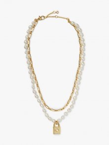 Kate Spade | Cream Multi Lock And Spade Pearl Statement Necklace