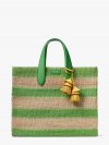 Kate Spade | Summit Green Multi Manhattan Striped Straw Large Tote