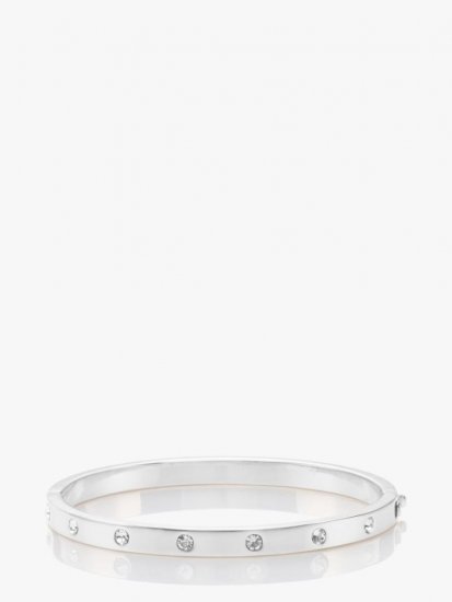 Kate Spade | Clear/Silver Set In Stone Stone Hinged Bangle - Click Image to Close