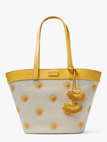 Kate Spade | Morning Light Multi The Pier Embroidered Canvas Medium Tote - Click Image to Close
