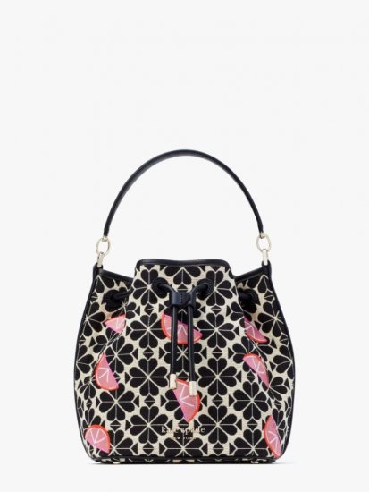 Kate Spade | Grapefruit Soda Multi. Spade Flower Jacquard Grapefruits Sinch Medium Bucket Bag - Click Image to Close