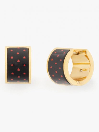 Kate Spade | Black Hearts Heritage Spade Flower Huggies - Click Image to Close