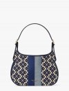 Kate Spade | Blue Multicolor Spade Flower Jacquard Stripe Penny Small Hobo Bag