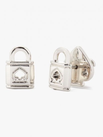 Kate Spade | Silver Lock And Spade Studs - Click Image to Close