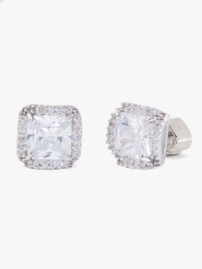 Kate Spade | "Clear/Silver" That Sparkle Princess Cut Large Studs - Click Image to Close