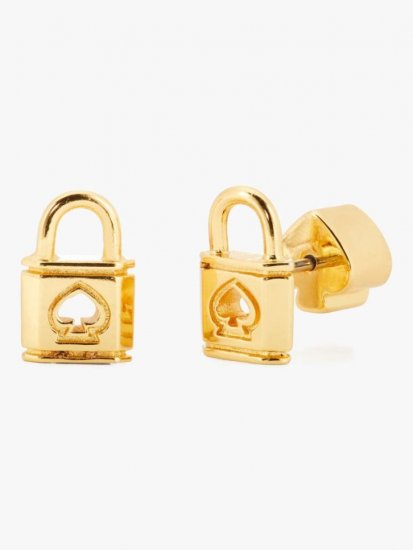 Kate Spade | Gold. Lock And Spade Studs - Click Image to Close