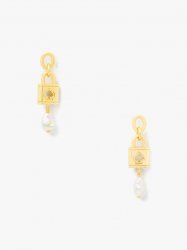Kate Spade | Cream Multi Lock And Spade Pearl Drop Earrings