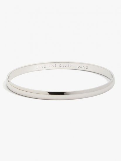Kate Spade | Silver Find The Silver Lining Idiom Bangle - Click Image to Close