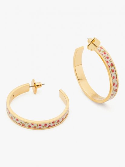 Kate Spade | Cream Ditsy Rose Heritage Spade Flower Hoops - Click Image to Close
