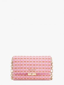 Kate Spade | Pink Multi. Carlyle Raffia Tweed Chain Wallet