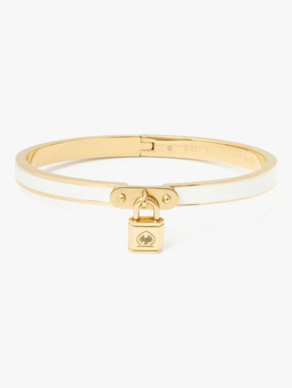 Kate Spade | White. Lock And Spade Charm Bangle - Click Image to Close