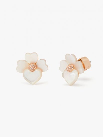 Kate Spade | Cream Multi/Rose Gold Precious Pansy Studs - Click Image to Close