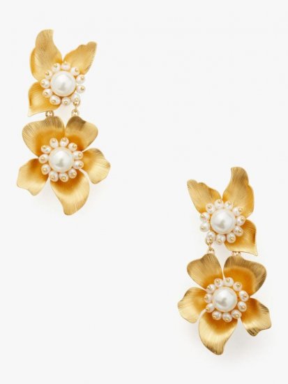 Kate Spade | White Multi Flora Statement Earrings - Click Image to Close