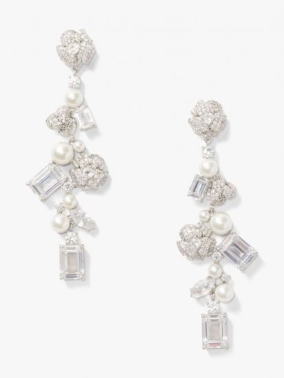 Kate Spade | White Multi Bouquet Toss Statement Earrings - Click Image to Close