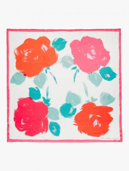 Kate Spade | 151 French Cream (April) Just Rosy Silk Square Scarf - Click Image to Close