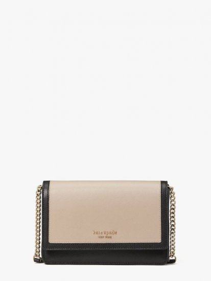 Kate Spade | Warm Beige/Black Spencer Flap Chain Wallet - Click Image to Close