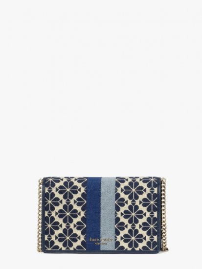 Kate Spade | Blue Multi Spade Flower Jacquard Stripe Chain Wallet - Click Image to Close