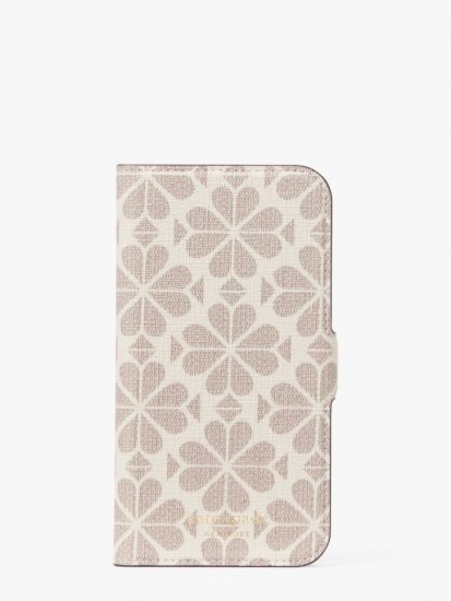 Kate Spade | Parchment Multi Spade Flower Coated Canvas Iphone 13 Pro Magnetic Wrap Folio Case - Click Image to Close