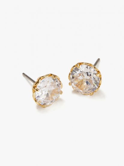 Kate Spade | Clear/Gold That Sparkle Round Earrings - Click Image to Close