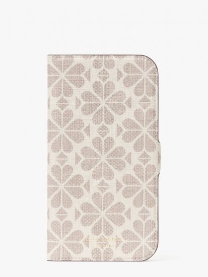 Kate Spade | Parchment Multi Spade Flower Coated Canvas Iphone 13 Pro Max Magnetic Wrap Folio Case - Click Image to Close