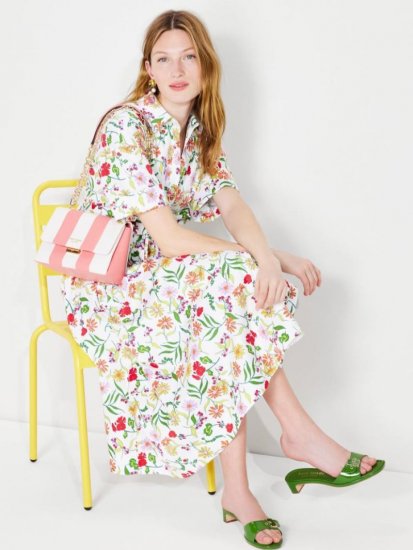 Kate Spade | Fresh White Multi Rooftop Garden Floral Montauk Dress - Click Image to Close
