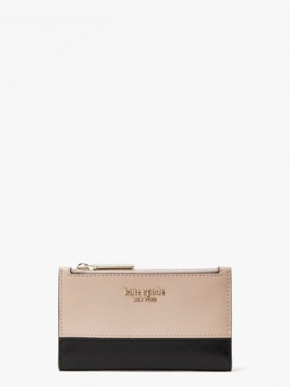 Kate Spade | Warm Beige/Black Spencer Small Slim Bifold Wallet - Click Image to Close