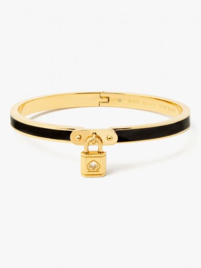 Kate Spade | Black Lock And Spade Charm Bangle - Click Image to Close