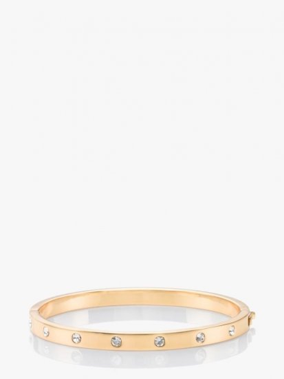 Kate Spade | Clear/Gold Set In Stone Enamel Stone Hinged Bangle - Click Image to Close