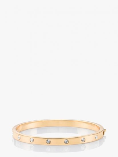 Kate Spade | Clear/Gold Set In Stone Enamel Stone Hinged Bangle - Click Image to Close