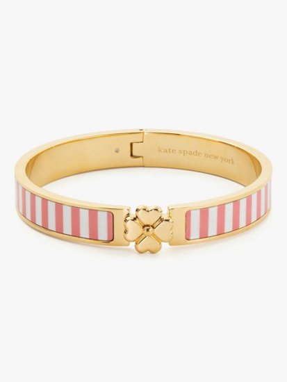 Kate Spade | Coral Lipstick Heritage Spade Flower Hinged Bangle - Click Image to Close
