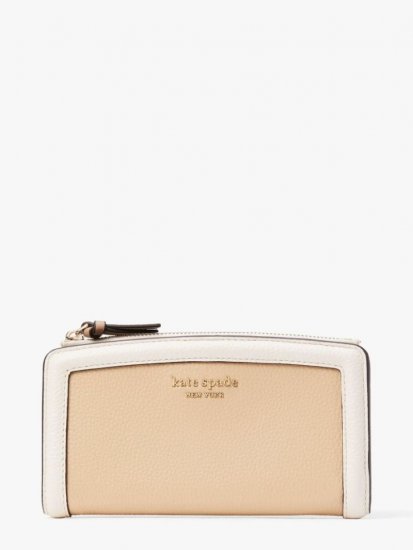 Kate Spade | Warm Stone Multi Knott Colorblocked Zip Slim Wallet - Click Image to Close